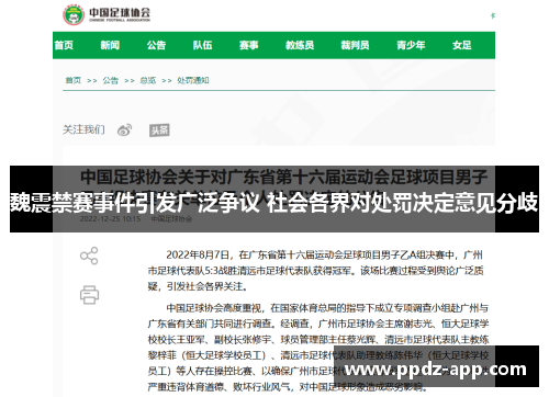 魏震禁赛事件引发广泛争议 社会各界对处罚决定意见分歧